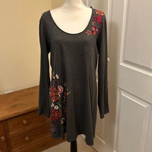 Stunning embroidery tunic dress in soft grey cotton